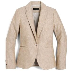 J. Crew Campbell Blazer in Tan Linen Nautical